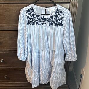 Crown & Ivy Blue and White Striped Kids Dress